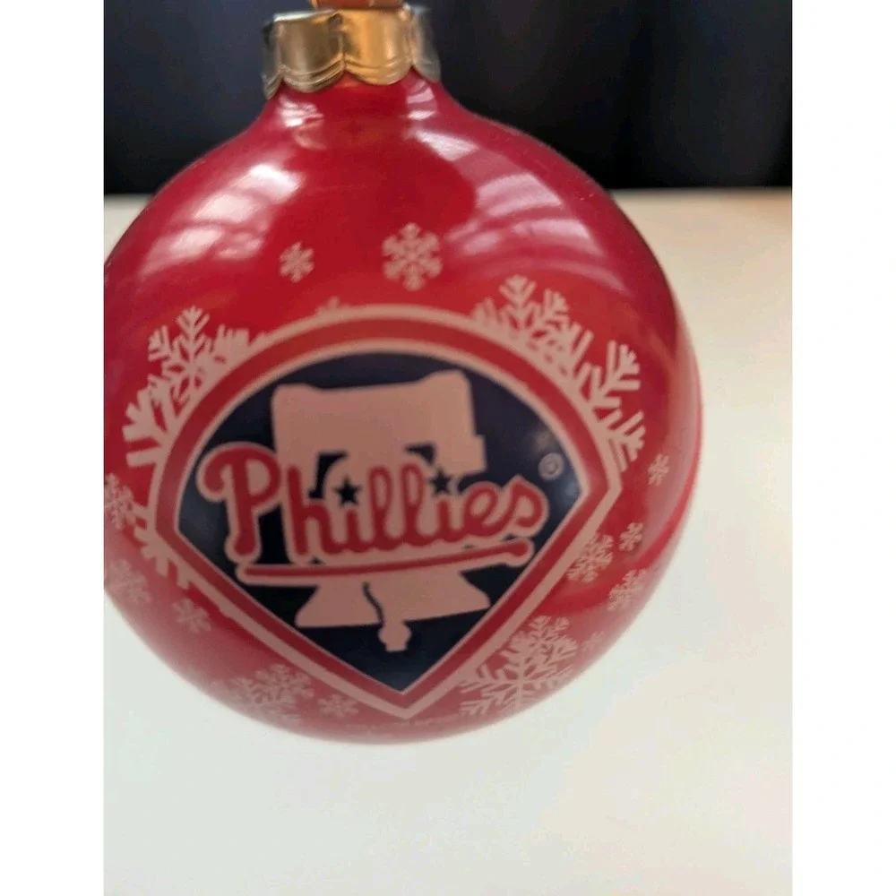 MLB Philadelphia Phillies Bell Round Glass‎ Hanging Christmas Ornament